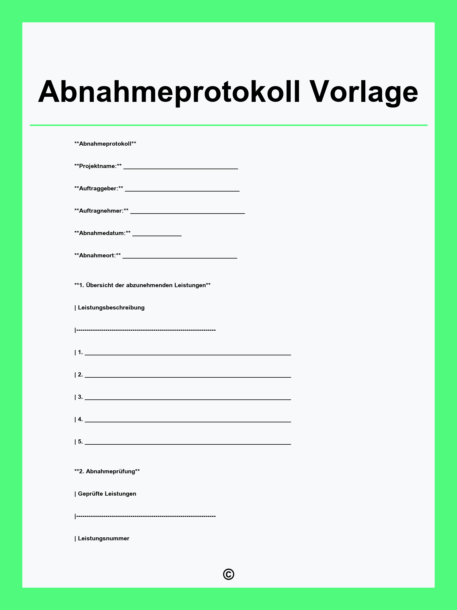 Abnahmeprotokoll Vorlage