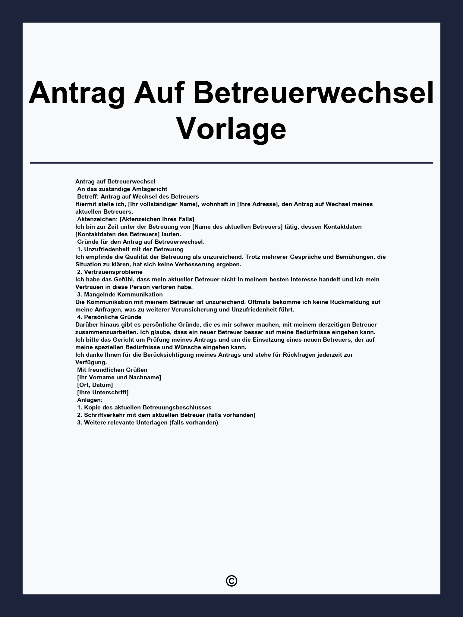 Antrag Auf Betreuerwechsel Vorlage