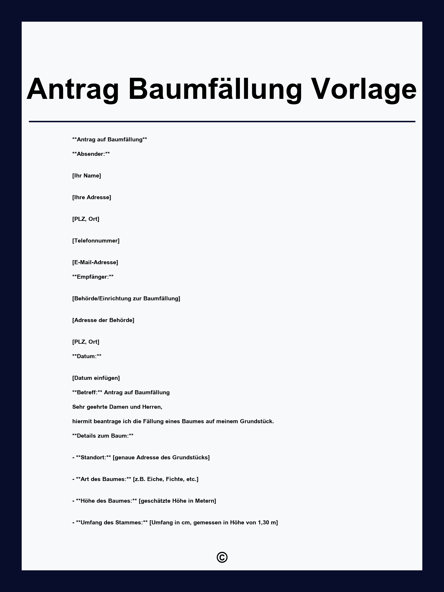 Antrag Baumfällung Vorlage