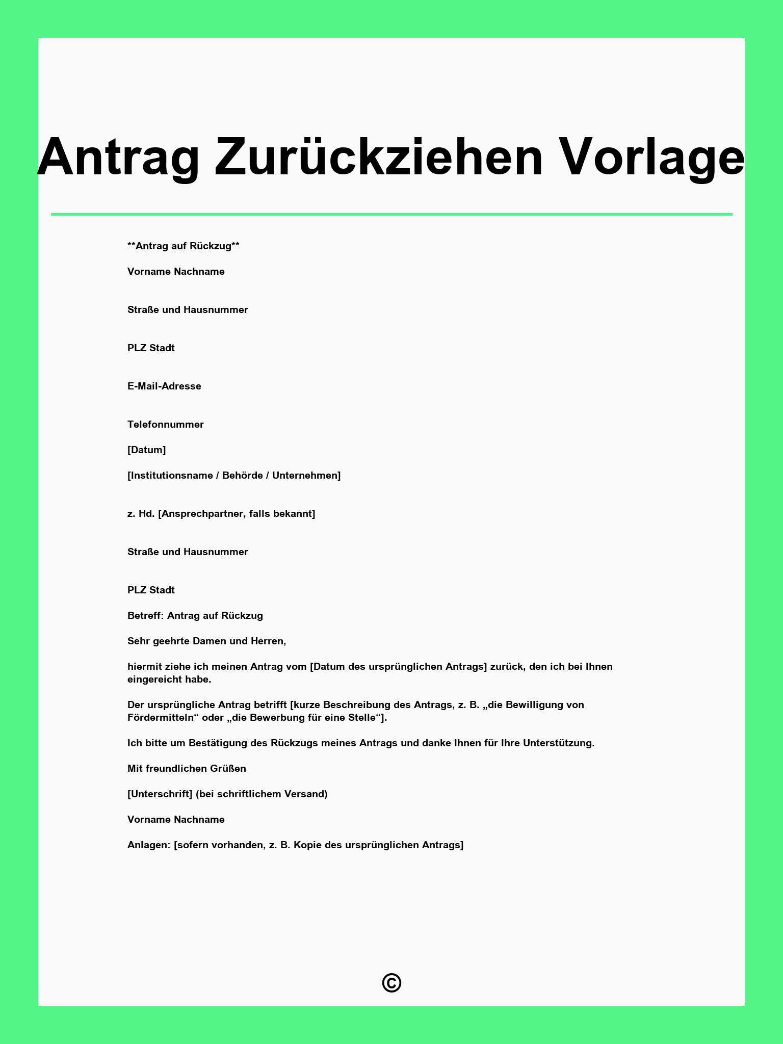 Antrag Zurückziehen Vorlage