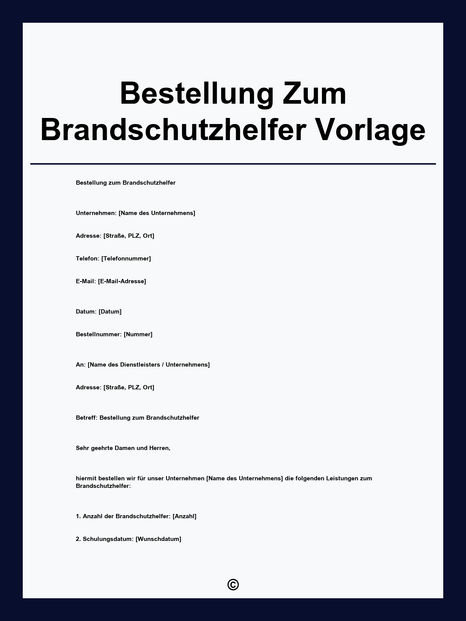 Bestellung Zum Brandschutzhelfer Vorlage