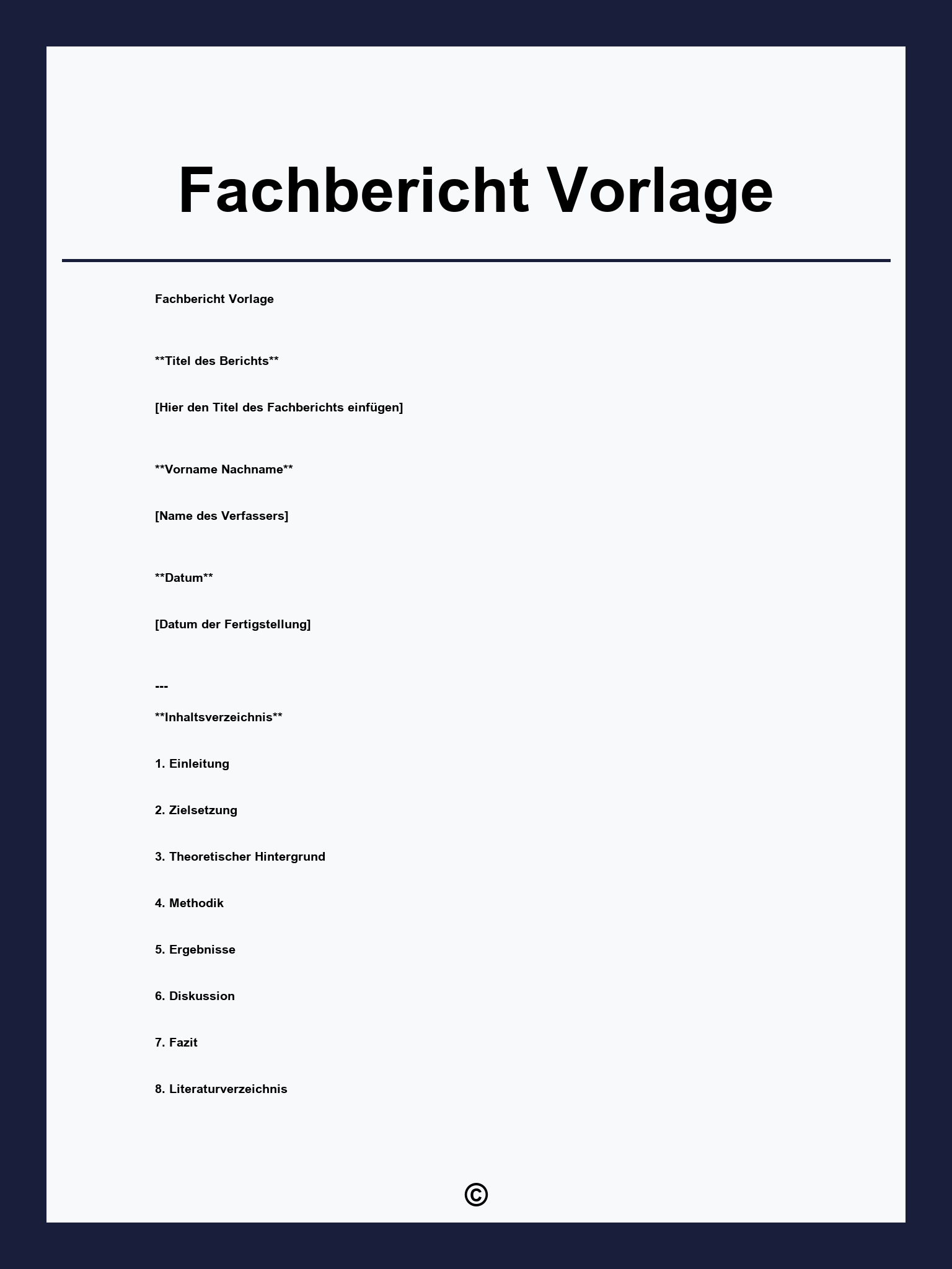 Fachbericht Vorlage
