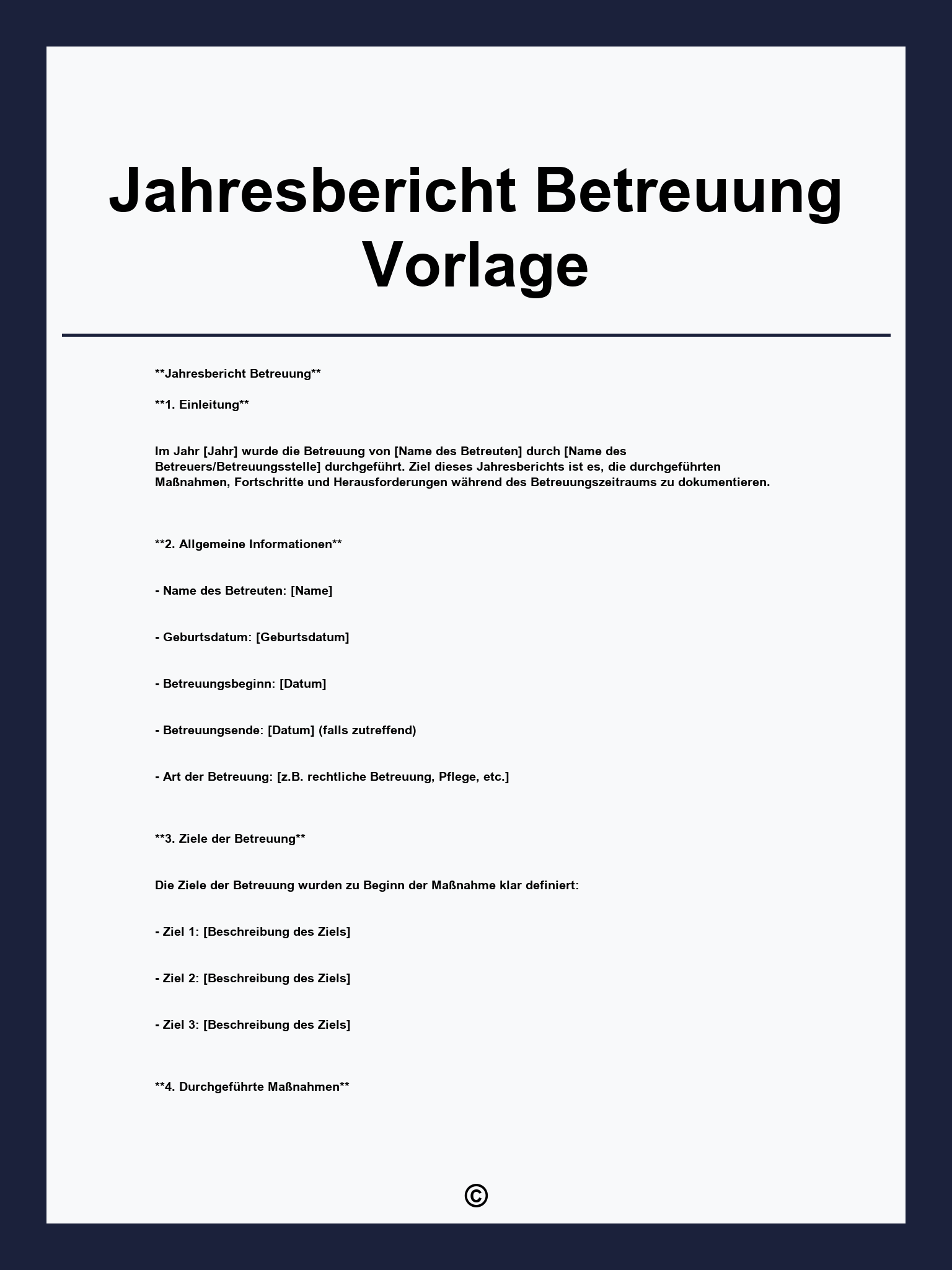 Jahresbericht Betreuung Vorlage