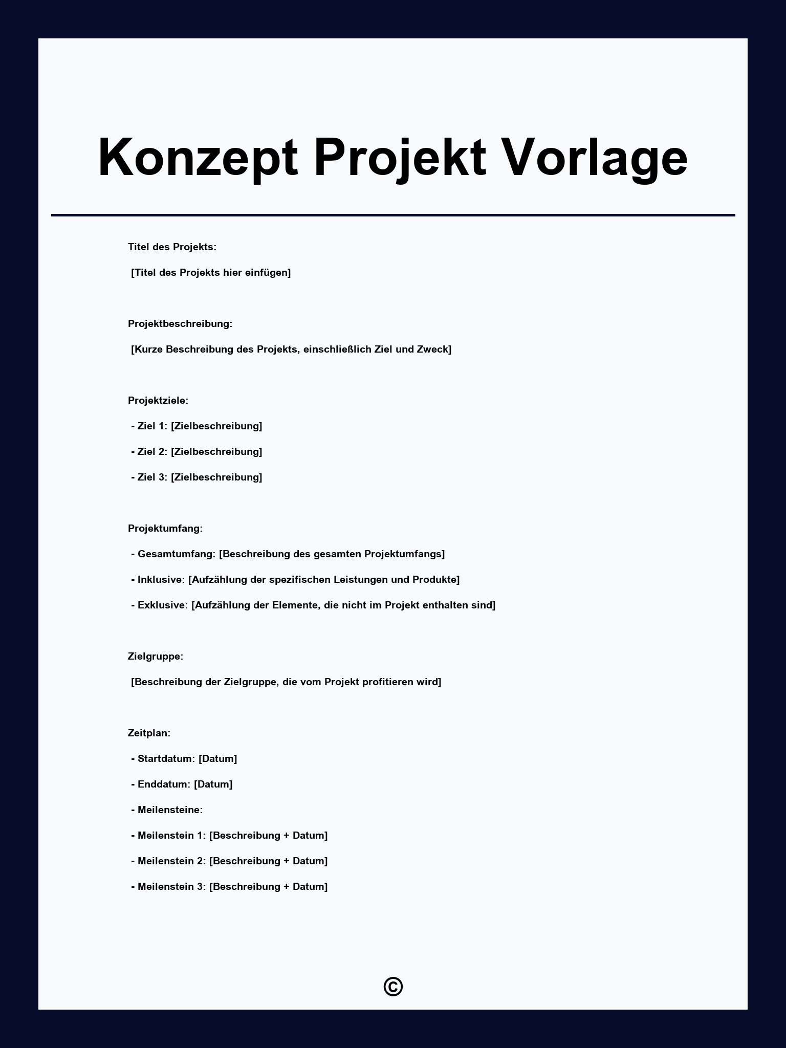 Konzept Projekt Vorlage