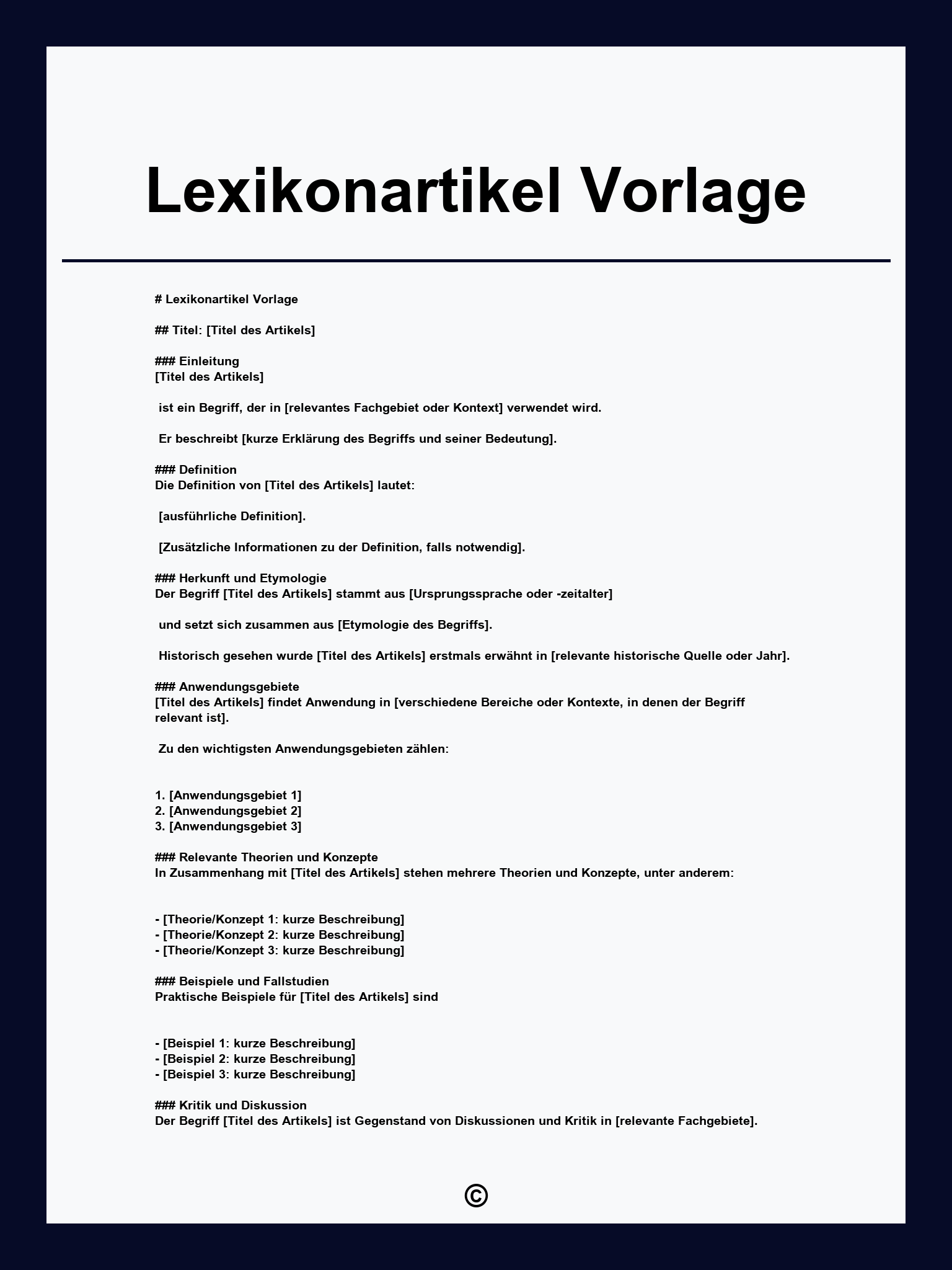 Lexikonartikel Vorlage