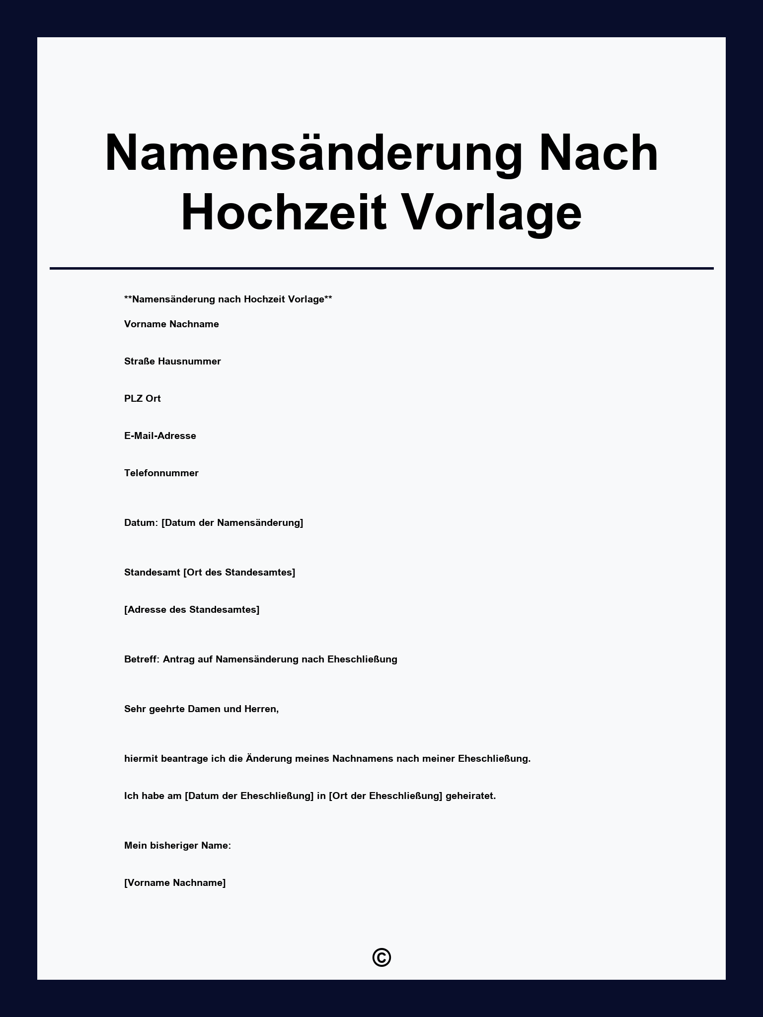 Namensänderung Nach Hochzeit Vorlage