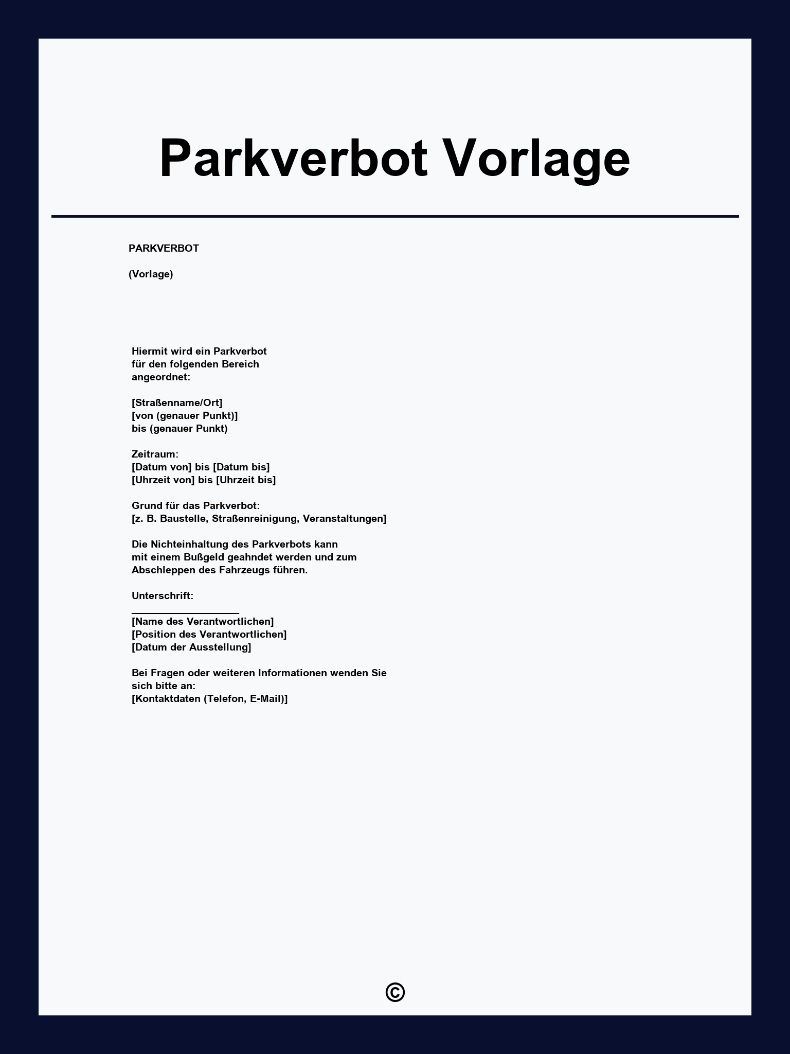 Parkverbot Vorlage