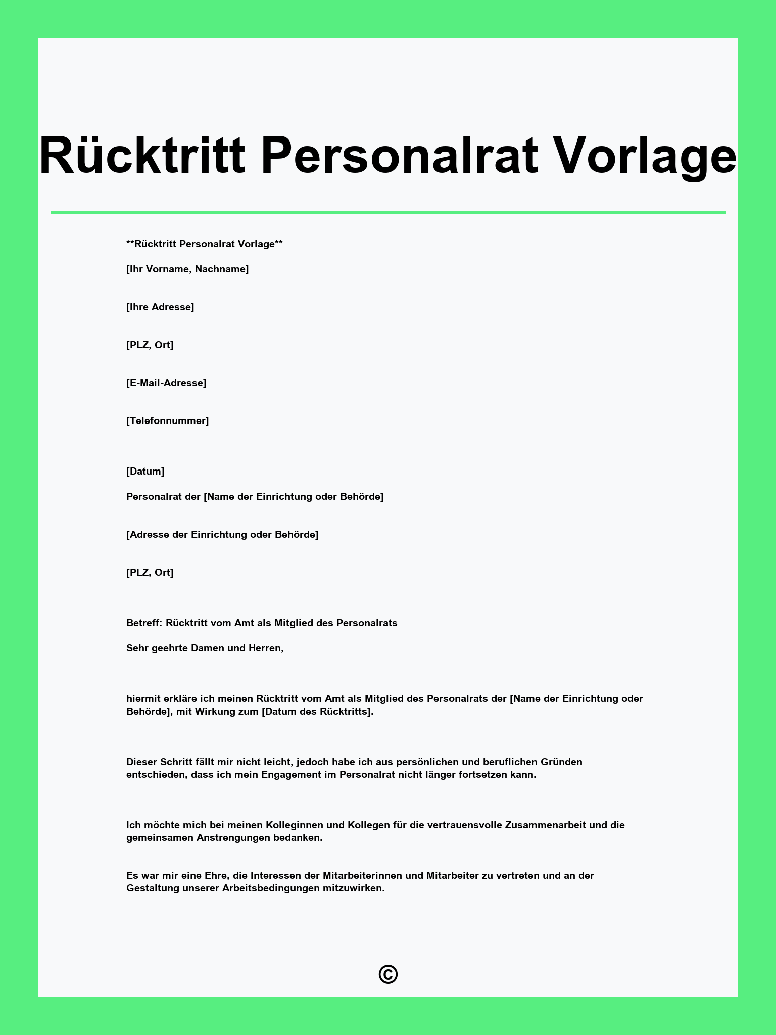 Rücktritt Personalrat Vorlage