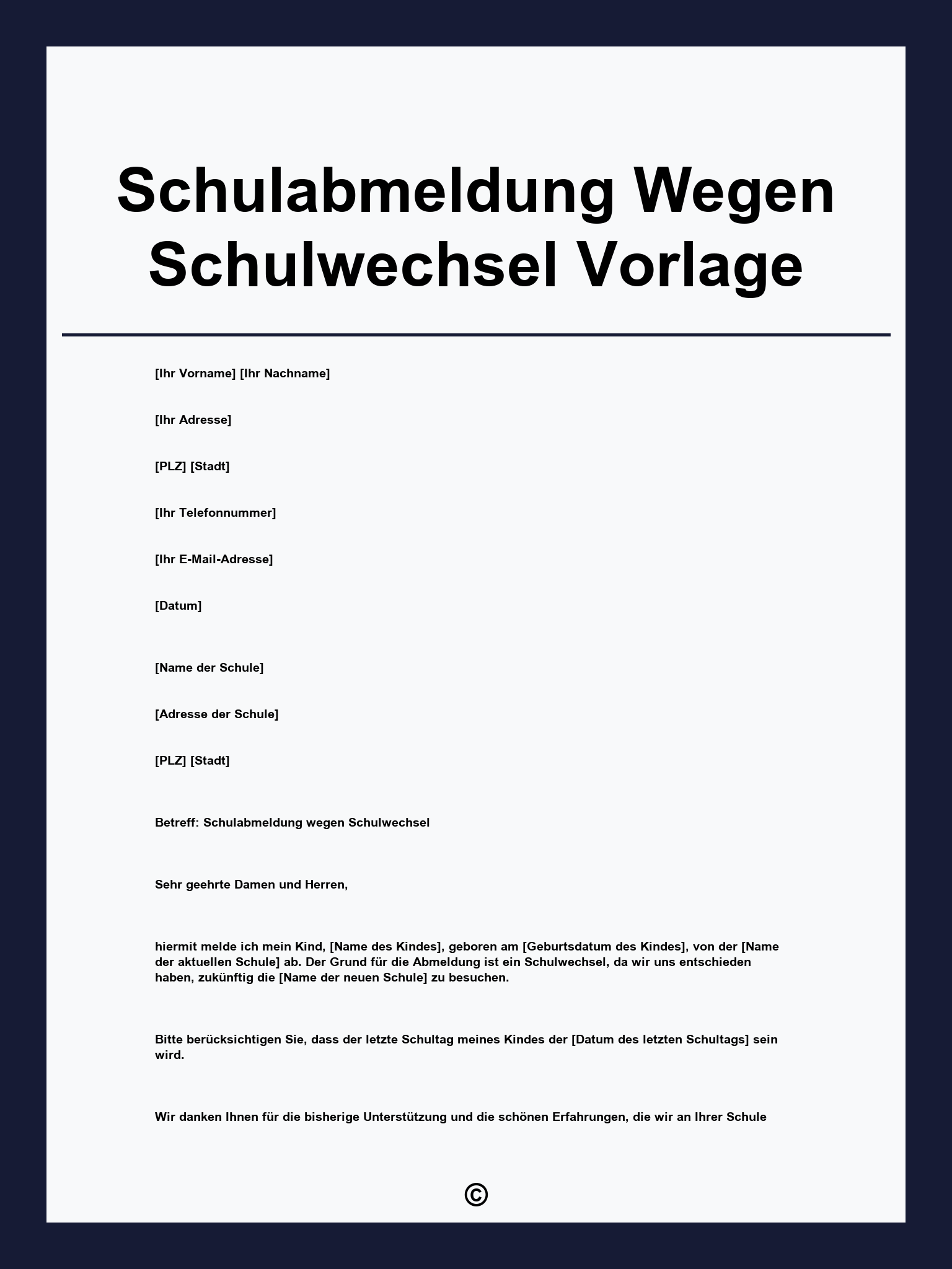 Schulabmeldung Wegen Schulwechsel Vorlage