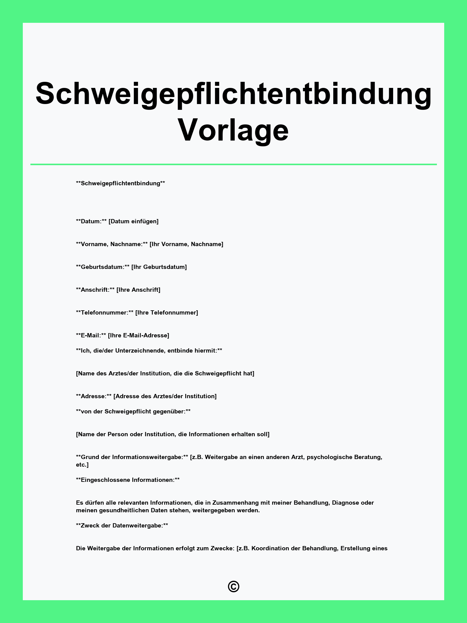 Schweigepflichtentbindung Vorlage