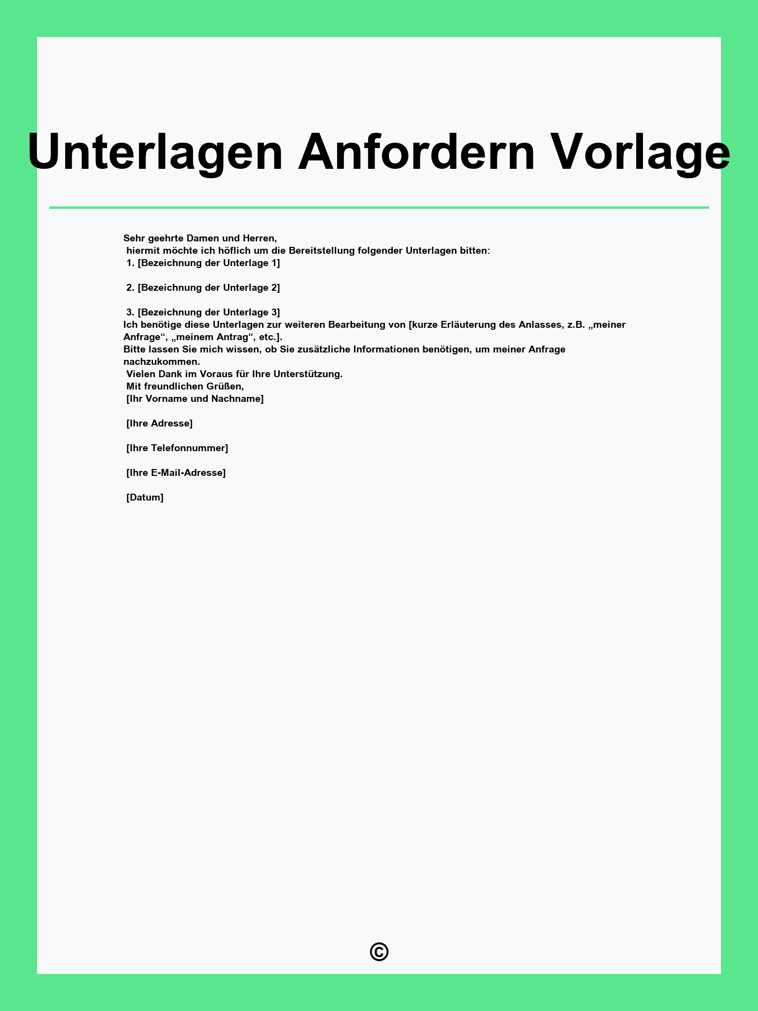 Unterlagen Anfordern Vorlage