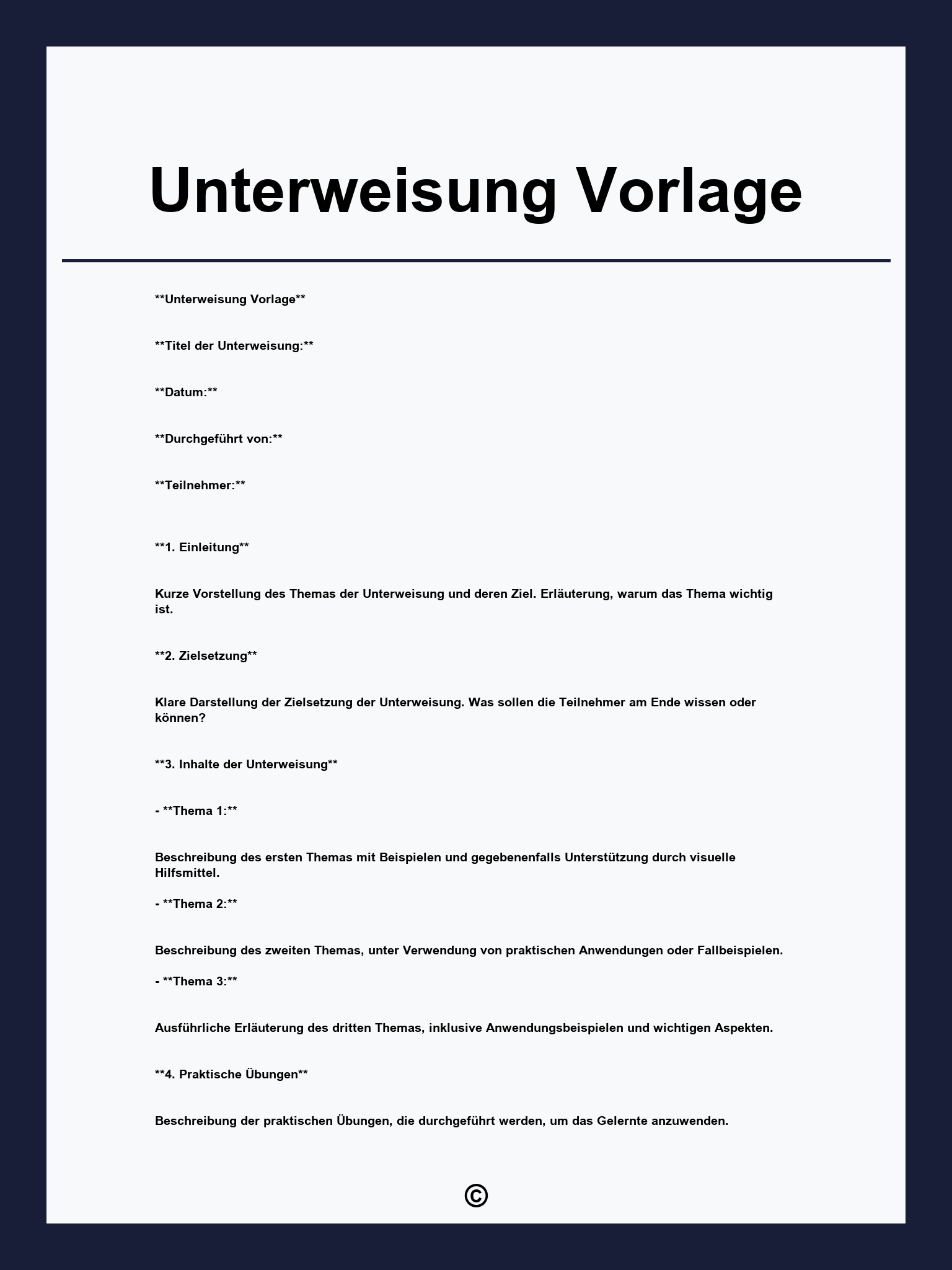Unterweisung Vorlage