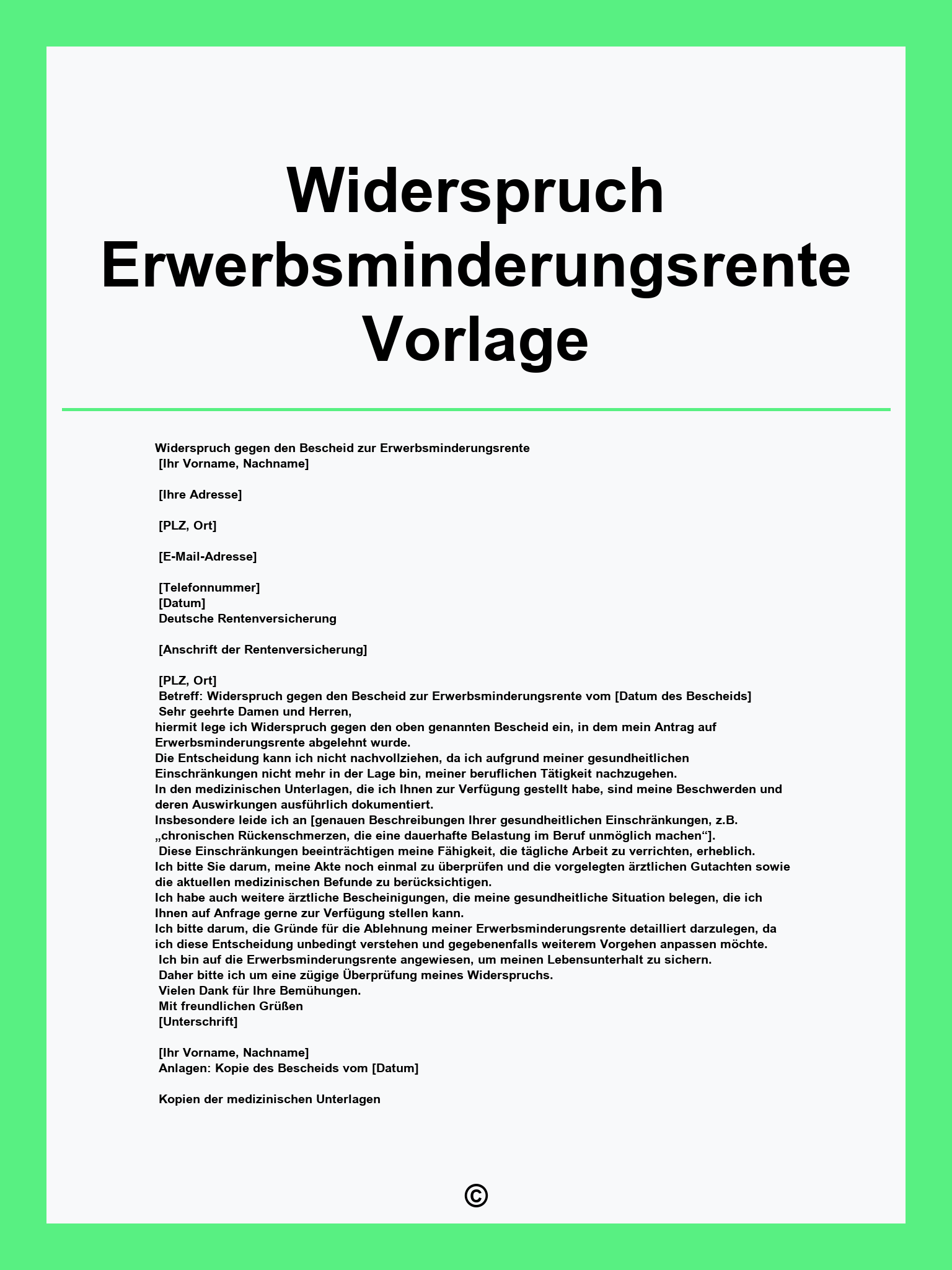 Widerspruch Erwerbsminderungsrente Vorlage