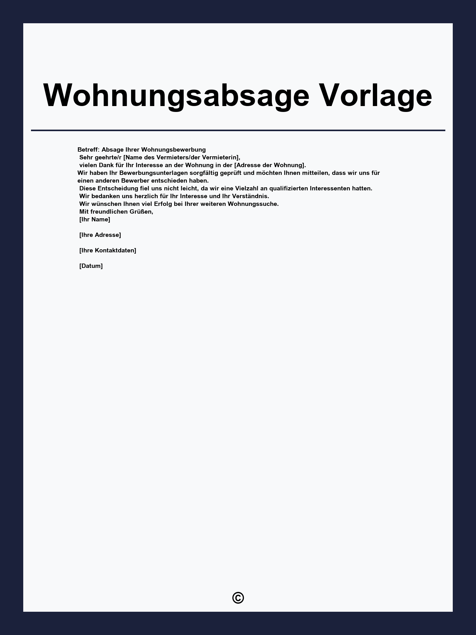 Wohnungsabsage Vorlage